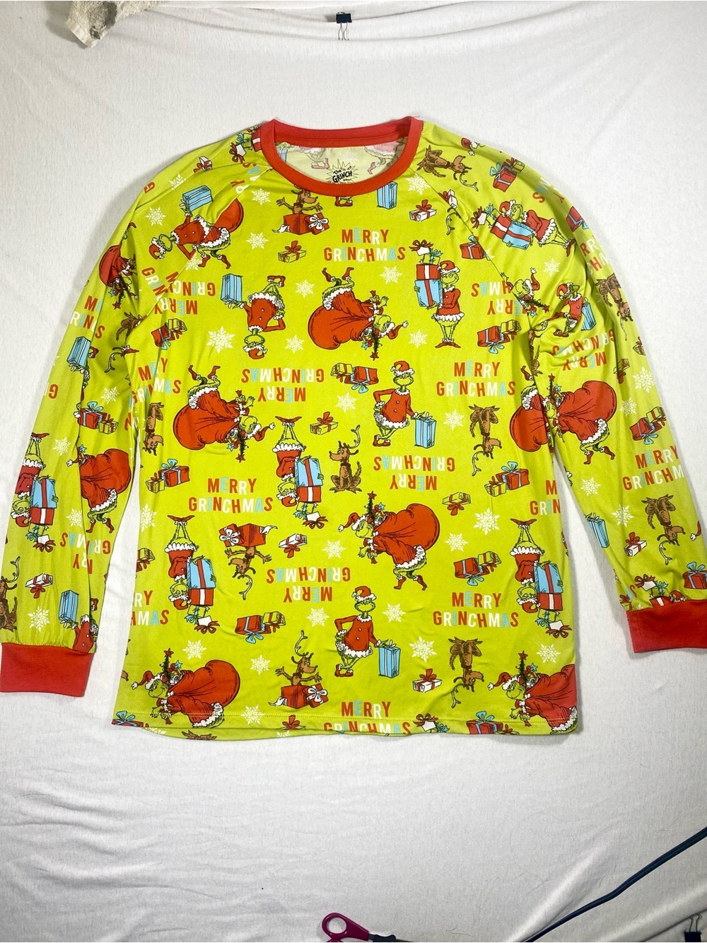 Dr Seuss Grinch Merry Grinchmas Pajama Sleep Shirt Men’s XL Green